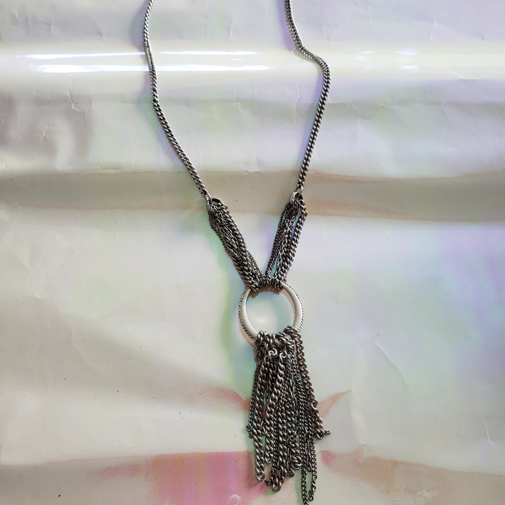 Long silver necklace